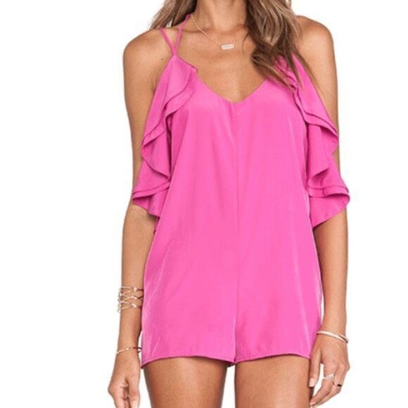 Lovers & Friends Cascade Romper Peony Pink Size Large - Picture 2 of 5